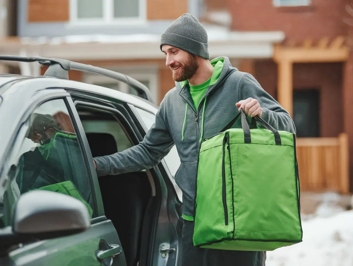 Courier delivering food