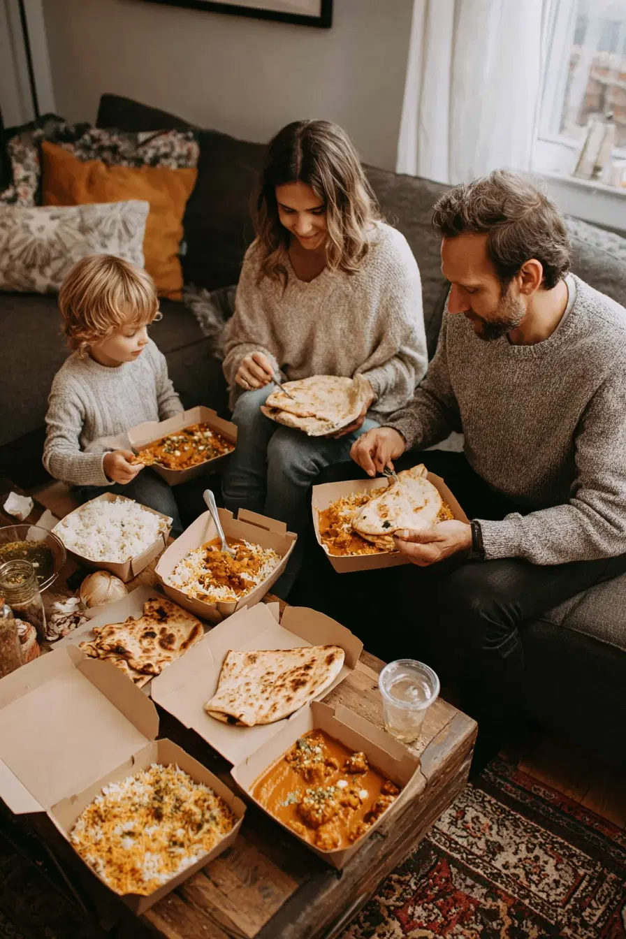 Family enjoying Valley Eats delivery